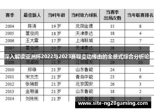 深入解读亚洲杯2022与2023赛程变动缘由的全景式综合分析论